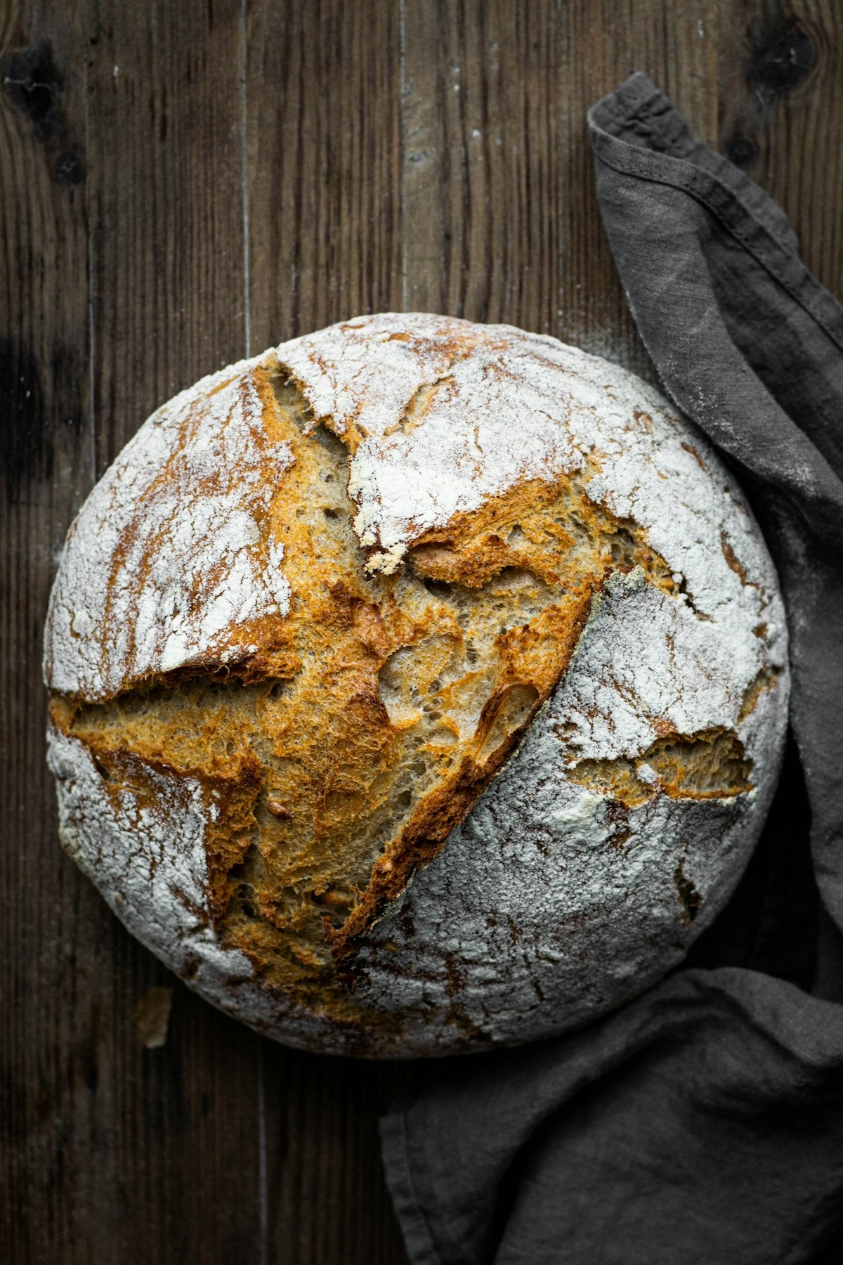 Fresh sourdough bread on cutting board