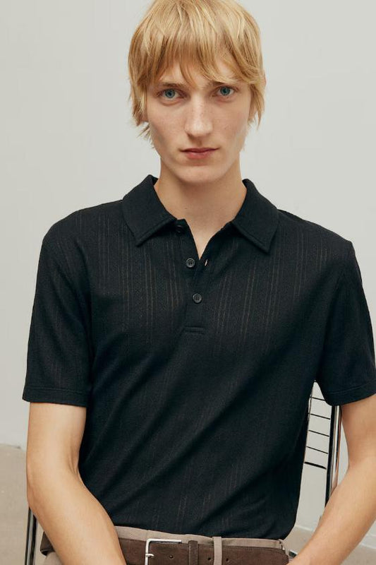 H&M Textured Jersey Polo Shirt
